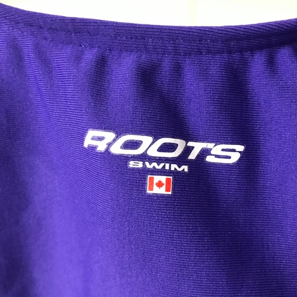 Roots Swim Girls 2 Piece Boy Short Cropped top Purple Sz US 12 Swimsuit NWT - Picture 2 of 6